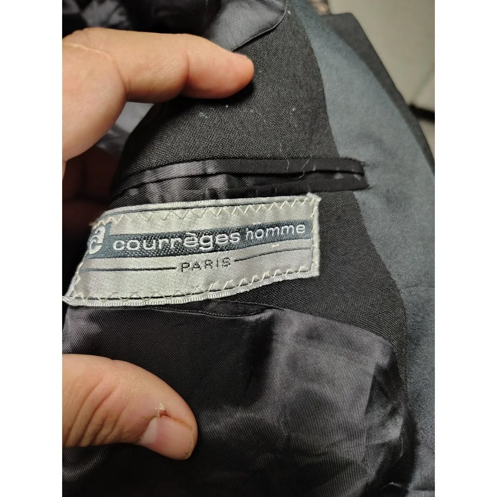 Courreges Homme Paris Mens Black 100% Wool Tuxedo Jacket Velvet Peak Lapel USA